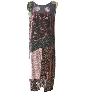 Citron Santa Monica Collection Maxi Sleeveless Dress Floral Velvet Purple Sz S